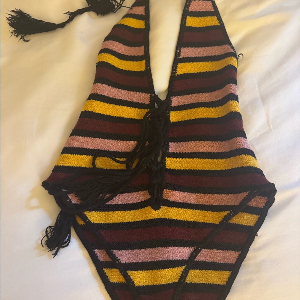 Indah Striped Knit One-Piece Swimsuit in Mustard, Pink & Burgundy